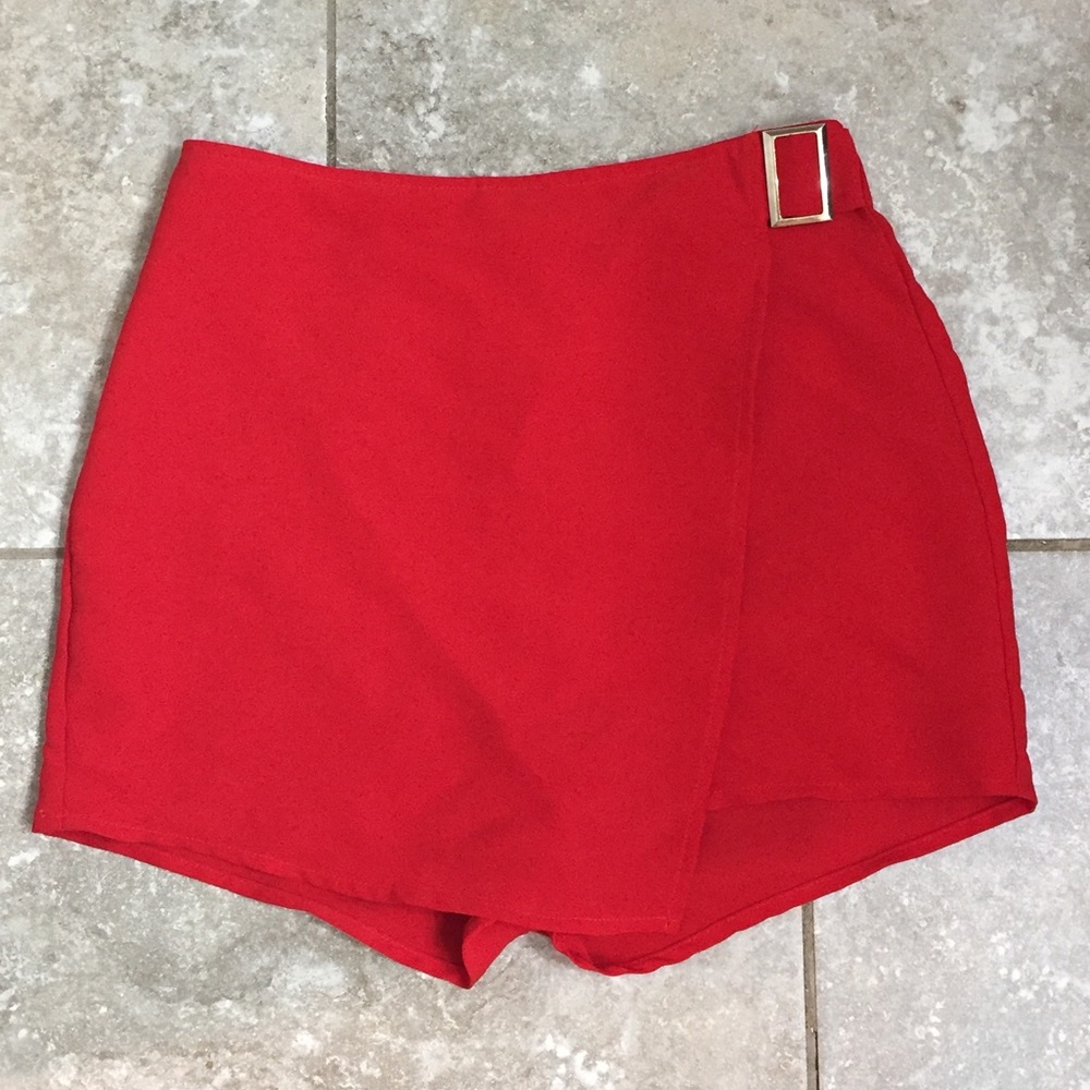 Red Skort with Silver Buckle